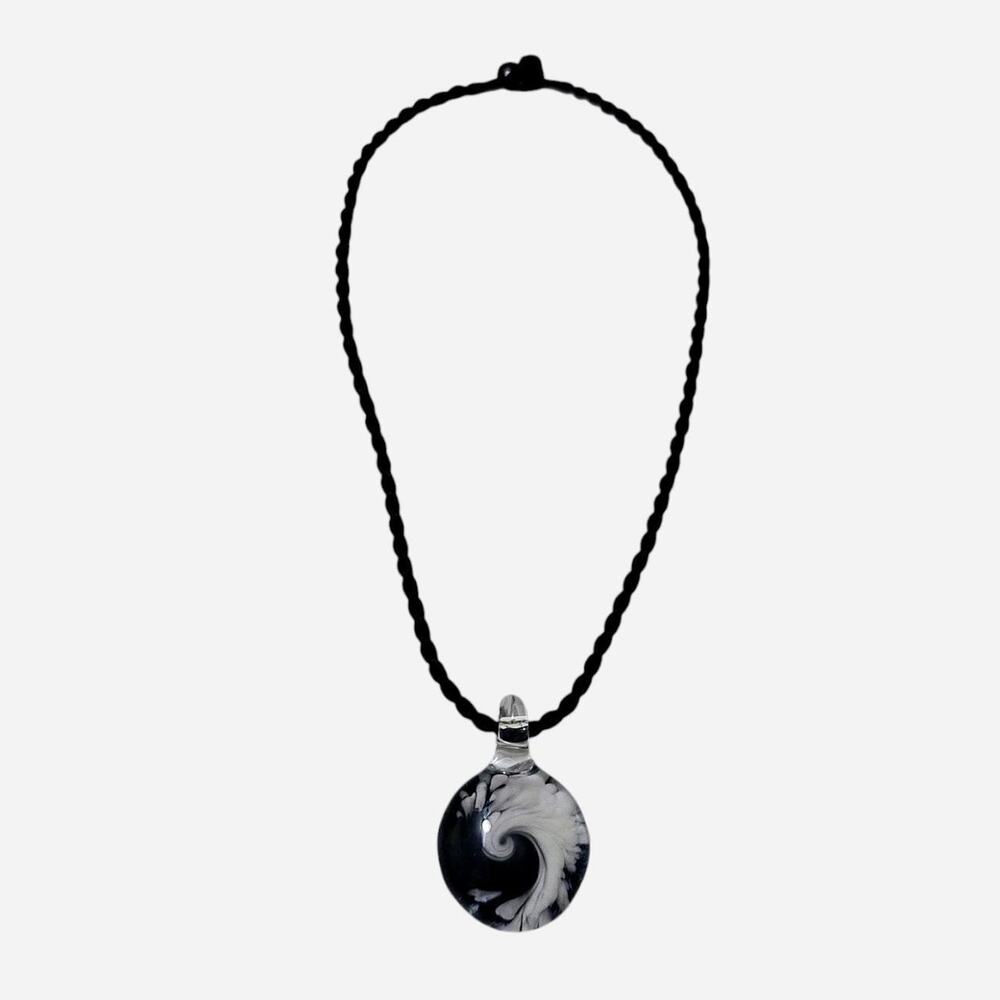 Vintage black braided cord necklace